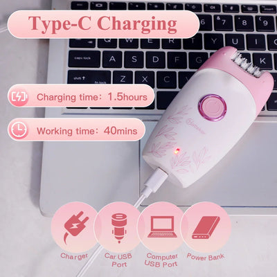 Hatteker Electric Epilator for Women Facial Body Hair Removal Machine Legs Depilatory Tool for Skin Care Razor Shaver