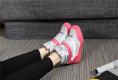 2023 Autumn Designer Wedges White Platform Sneakers Women Shoes Leather Black High Top Sneakers Hidden Increasing Basket Femme