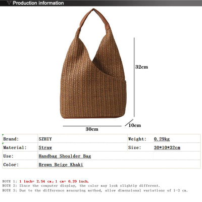 Fashion Straw Bag Designer Shoulder Bag Women Tote Summer Beach Vacation Bag Bohemian Shopping Pocket Crossover Sacos De Ombro