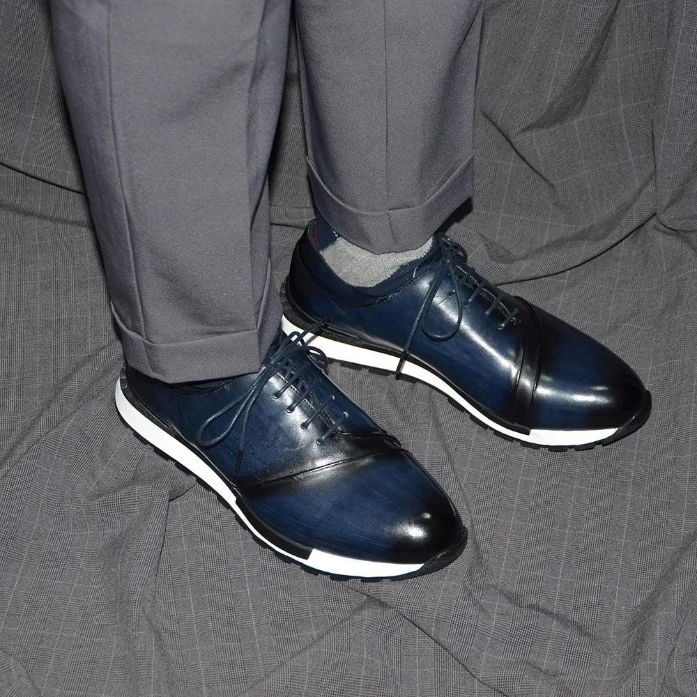 Luxury Brand Design Men's Oxford Shoes Fashion France Style Leather Sneakers Slip-on Casual Business Travel Non-slip Male Shoes