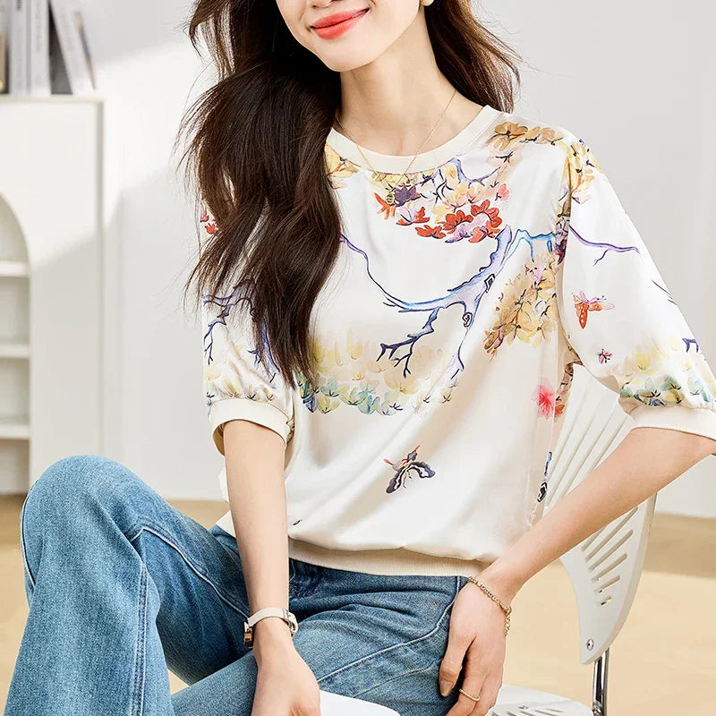 New Spring Summer Casual women T-shirts Fashion printed ladies shirts short Sleeve Tees Tops