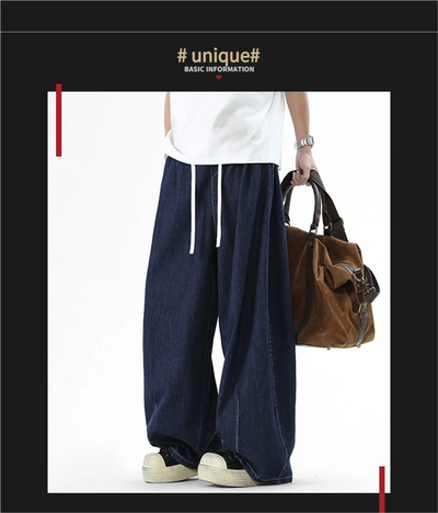 High Street American streetwear brand distressed jeans for men, water-stir-fried salt water washed high street retro long pants