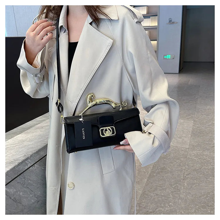 Women's Handbag New Bags For Women Metal Handle Leather Famous Brand Designer Crossbody Fashion Trend Shoulder Bag