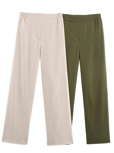 2025 new women's clothing European and American style fashionable versatile blended loose elastic trousers