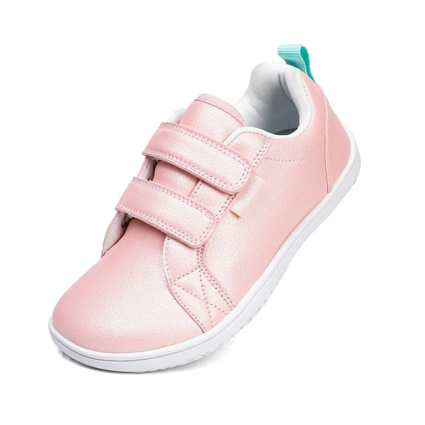 Kids Lightweight Hook Loop Artificial Leather Walking Shoes | Boys Girls Wide Toe Minimalist Fashion Flat Sneakers