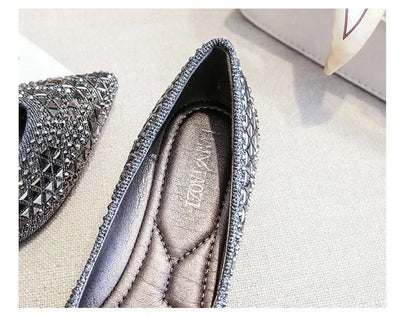 Women's Ballet Rhinestones Flats Female Plus Size 43 Slip on Boat Shoes Chaussure