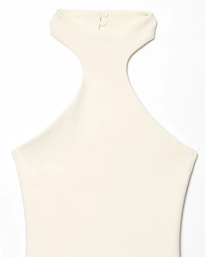 Women's Dress New Summer 2025 White Halterneck Panelled Dress Sexy off-the-shoulder design Elegant temperament Personality