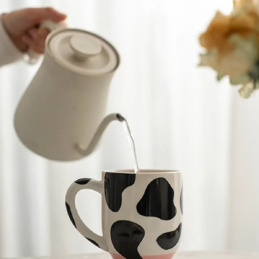 1pc 500ml/17oz Funny Cow Print Coffee Mug, Ceramic Coffee Cup, Water Cup, Summer Winter Drinkware, Perfect Gift