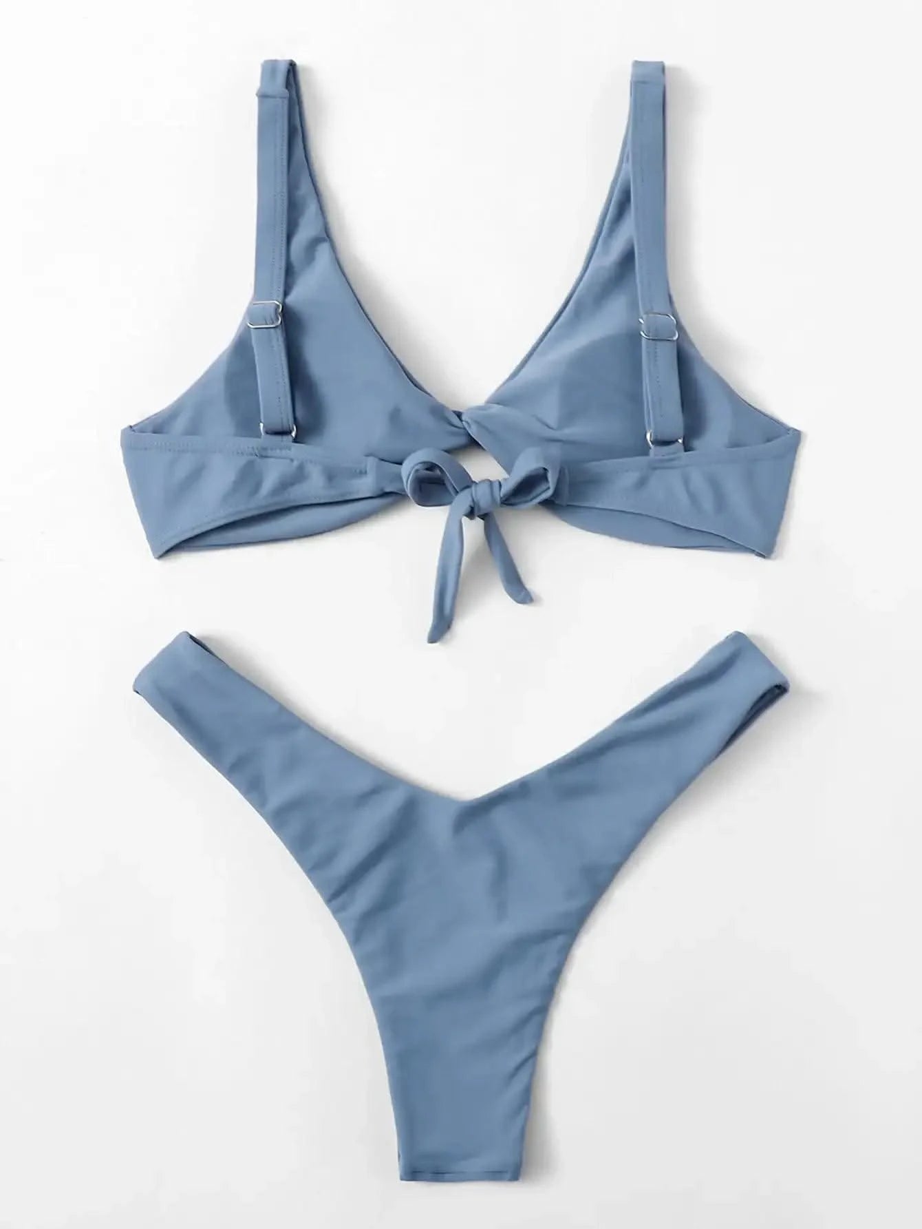 OIINAA Bathing Suit Women Solid Sexy Swimsuit Bow Tie Drawstring Lace Up Summer Bikini Set Two-pieces Beachwear Thong Biquinis