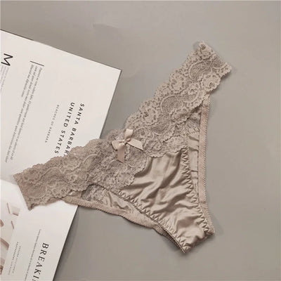 Women Yoga Low Waist Satin Underpants Lace Briefs Fitness Shorts Panties