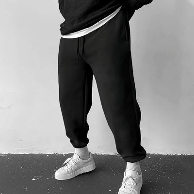 Men's Athletic Trainning Joggers Casual Loose Fit Sweatpants Spring Fall Fleece Lined Pants Elastic Waist Drawstring Trousers