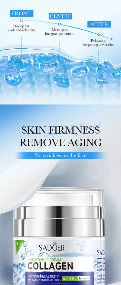 Collagen Face cream Moisturizing Anti-wrinkle nourishing Fade fine lines Smooth firm the skin Facial skin care