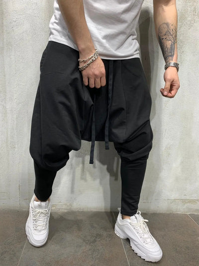 Men's Pants New Hip-hop Trend Trousers Loose Solid Color Small Feet Streetwear Sports Casual Harem Pants Full Length Trousers