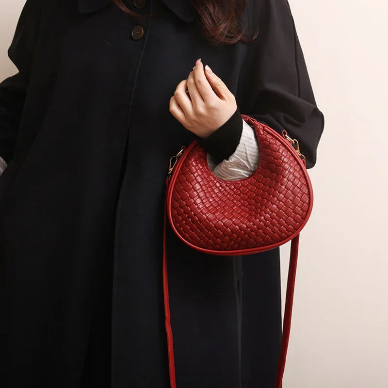 PU Leather Shoulder Bag Fashion Solid Color Lattice Crossbody Bag Small Bag Ladies Trend Luxury Designer Handbags