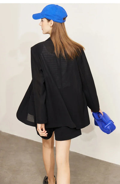 AMII Minimalism Women's blazer Fashion 2024 Summer Blazers Office Lady Two-piece Set Chic Female shorts Separately Sale 72311003