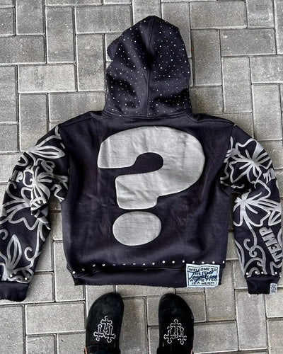 New Zipper Hooded sweatshirt  American Hip Hop Trend Fashion Alphabet Design Retro Hooded Long Sleeve Men Women Street Wear