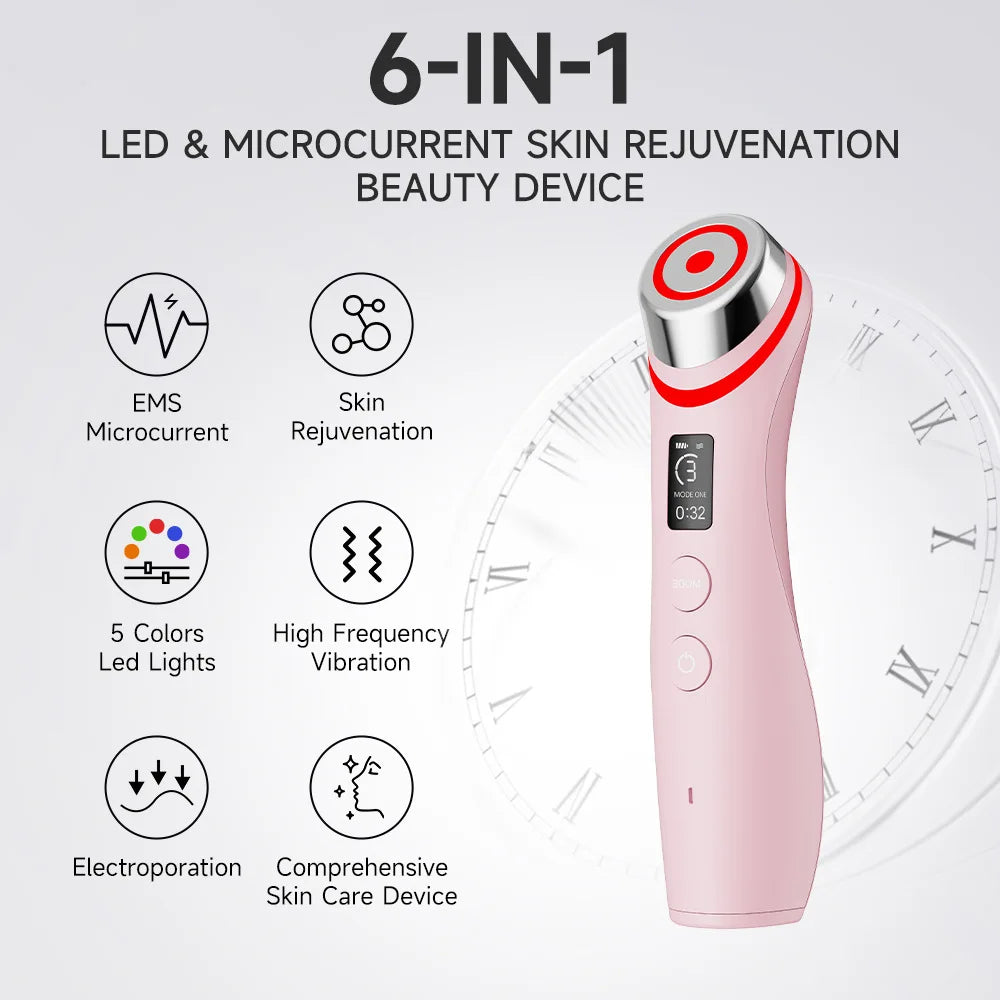 New 4 in 1 Skincare Beauty Instrument Red Light Facial Wand Skin Rejuvenation Face Massager