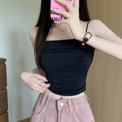 Top Women Sexy Shirts Sleeveless Tube Tops Girls Tops With Suspenders Lady White Camisole Padded Bras Woman Clothing Corset Top