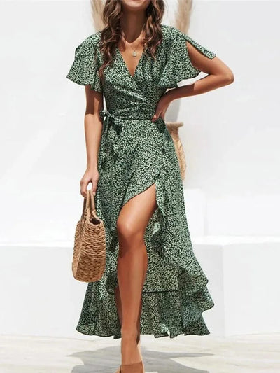 Summer Beach Maxi Dress Women Floral Print