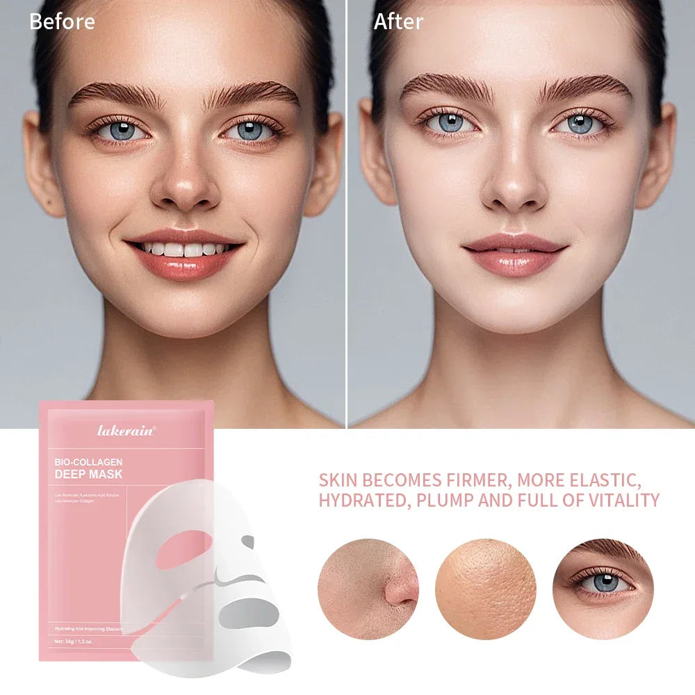 4Pcs Bio-Collagen Deep Face Mask Shrink Pores Deep Hydrating Overnight Mask Moisturizing Refreshing Brightening Face Skin Care