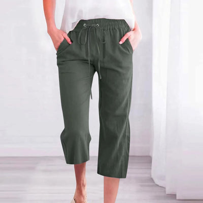 Women'S Pants Cotton Linen Harem Cropped Pants Women Drawstring Harem Pants Lady Pocket Trousers Loose Ropa Mujer Juvenil