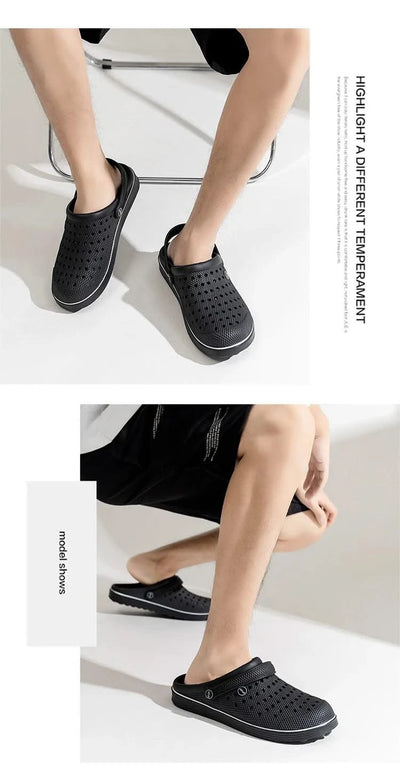 Men's Flat-Soled Clogs Are Breathable, Comfortable, Non-Slip, Wear-Resistant, Casual and Versatile, Daily Home Outing Work Shoes