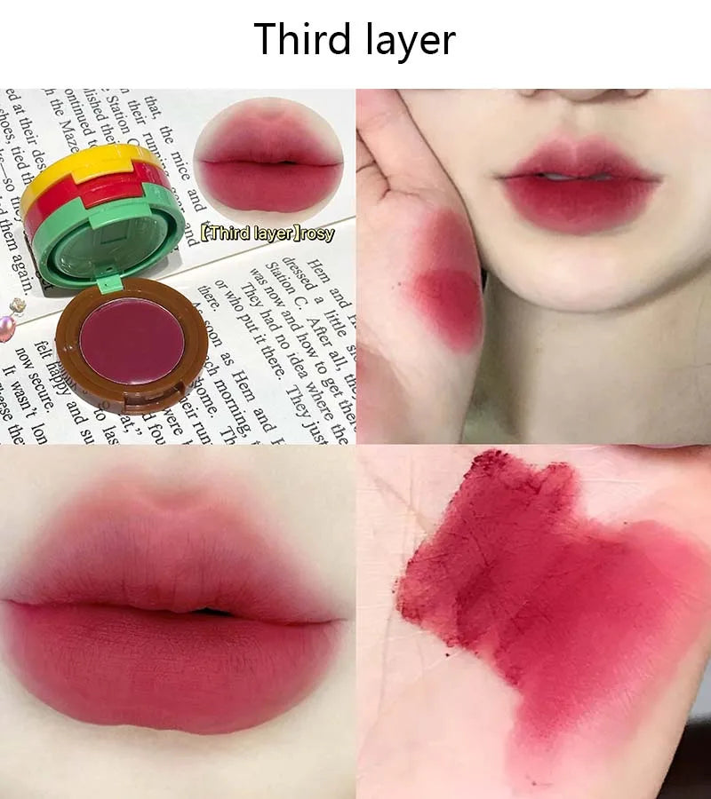 Cappuvini Butter Hamburger Lip Mud Matte Soft Mist Cute Hamburger Whitening Makeup Lipstick Valentine's Day