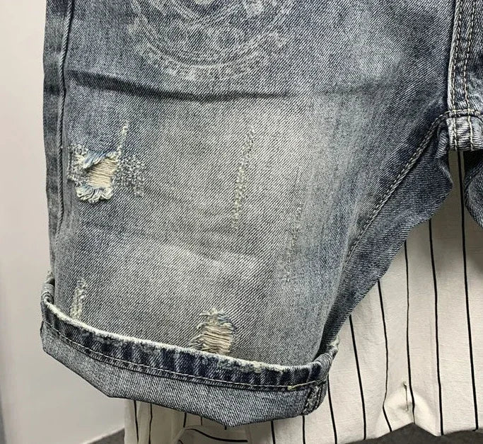 Man Denim Shorts Slim Hip Hop Skinny Graphic Short Jeans Pants For Men Designer Jorts Sale Trend 2024 New In With Youthful Emo