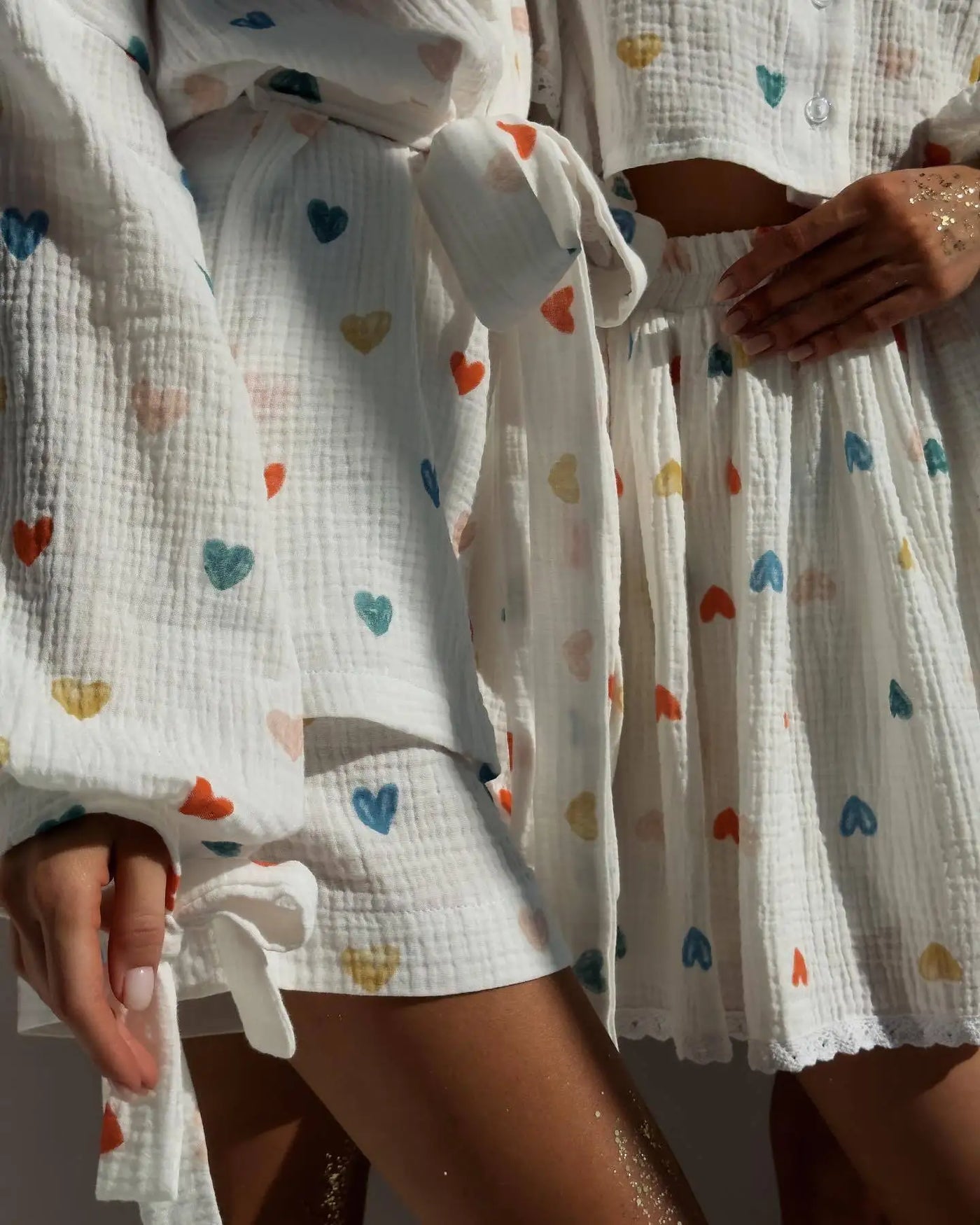 Women Cotton Linen Print Loose Suit Women Lantern Sleeve Ruffles V-neck Patchwork Single-Breasted Top High Waist Mini Skirt Suit