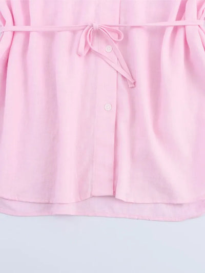 White Shirt For Women Fashion Cotton And Linen Loose Lace Up Blouse Spring Summer 2025 New Long Sleeve Simple Casual Shirts Lady