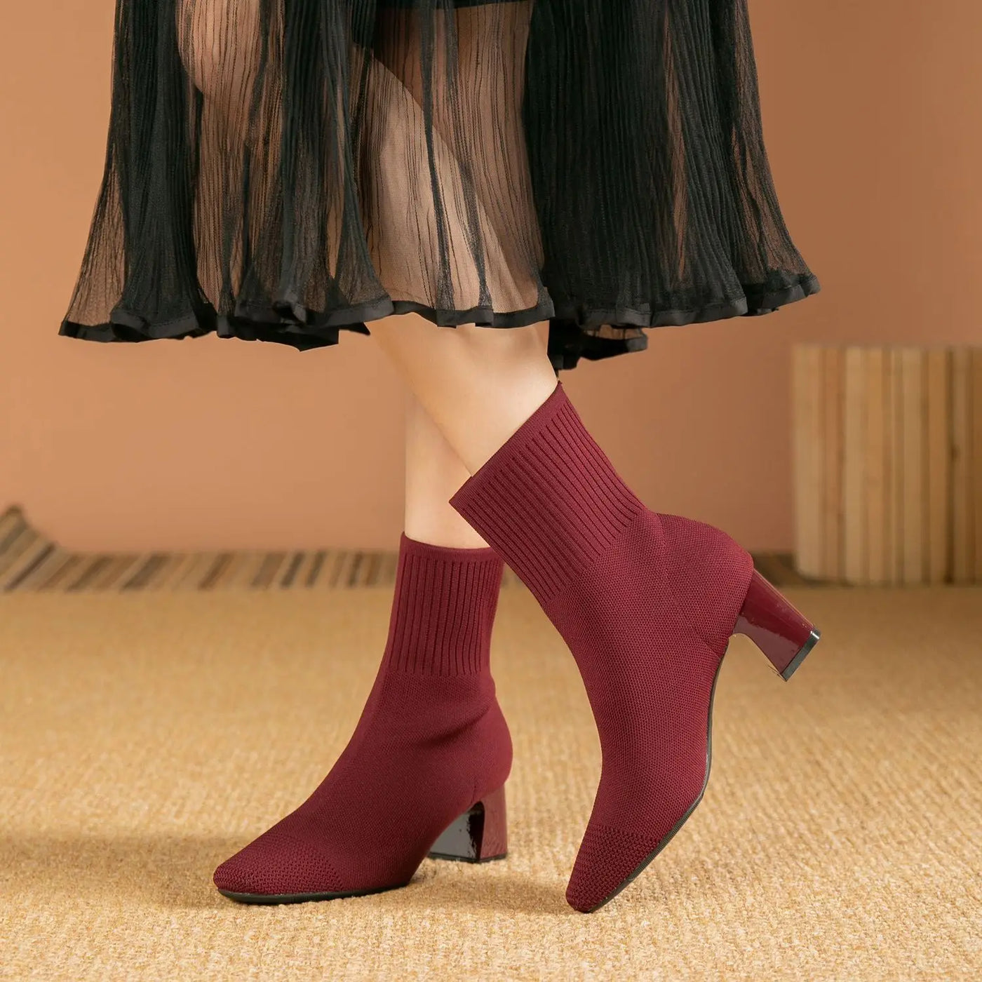 Women's Boots 2025 New Fashion Pointed Soft Knitted Casual Comfortable Shoes (heel height 4.5cm, )