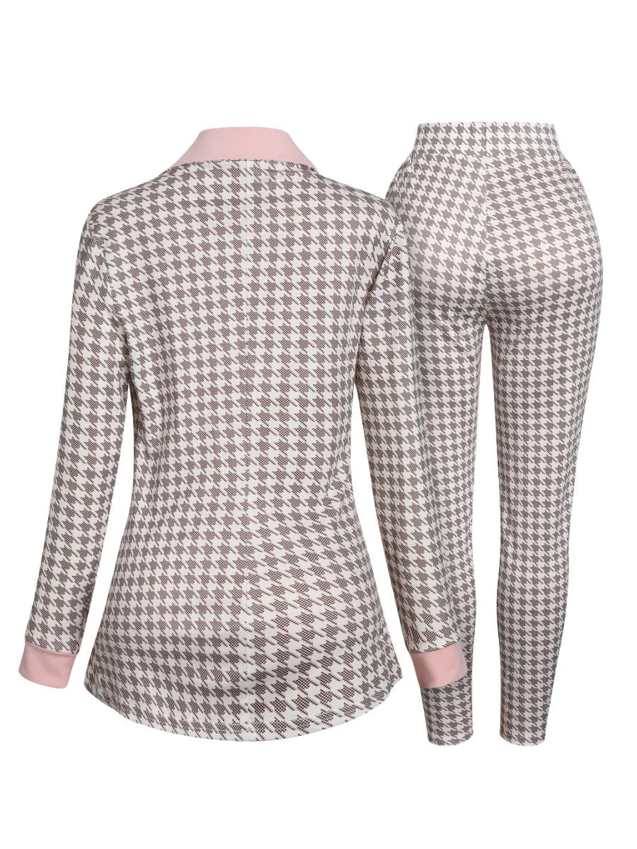Women Two Piece Sets Outfits Elegant Tweed Slim Long Trousers Short Coat Tops Lady Clothes Formal Business Office Work Suits
