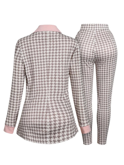 Women Two Piece Sets Outfits Elegant Tweed Slim Long Trousers Short Coat Tops Lady Clothes Formal Business Office Work Suits