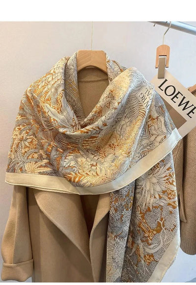 women's autumn and winter silk and wool dual purpose high-end scarves  large