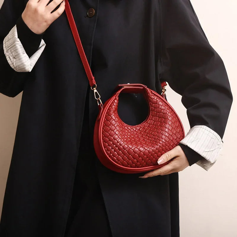 PU Leather Shoulder Bag Fashion Solid Color Lattice Crossbody Bag Small Bag Ladies Trend Luxury Designer Handbags