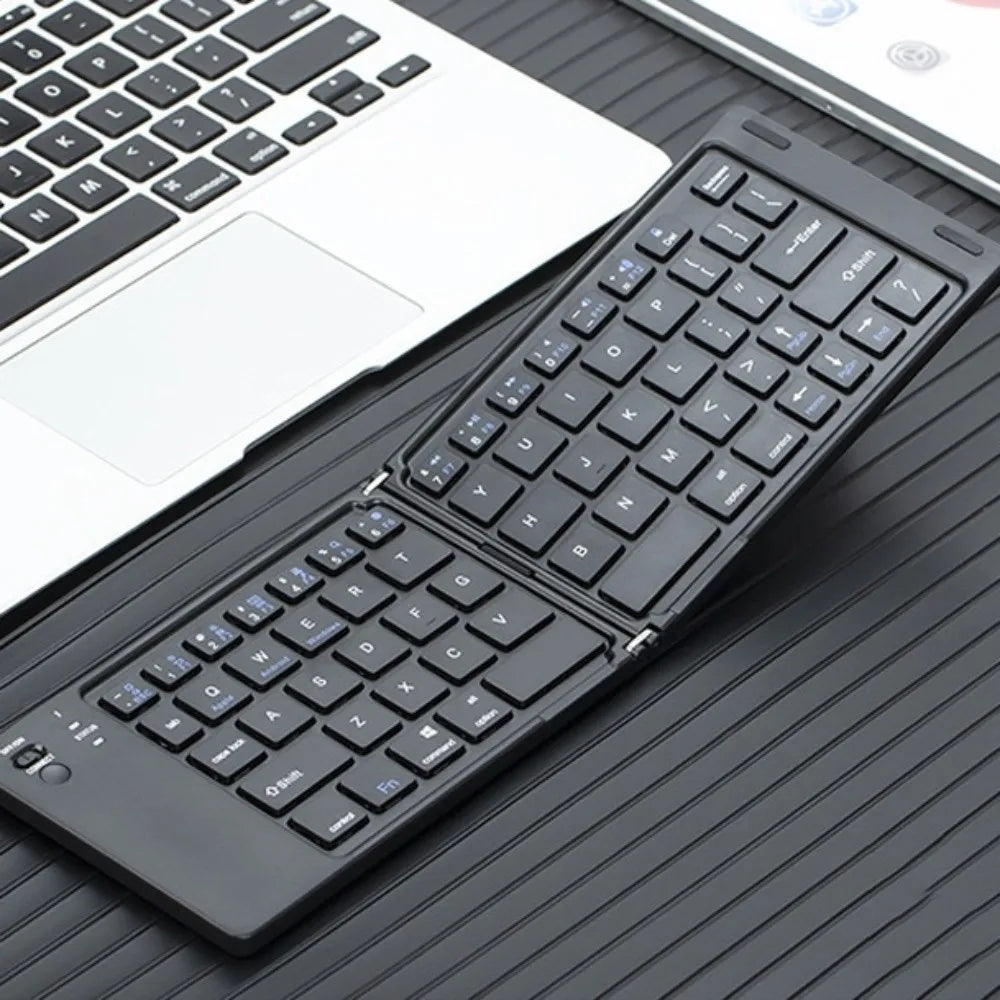 Mini Wireless Folding Keyboard Slim Design Lightweight Bluetooth Keyboard Portable Rechargeable Foldable Keyboard Notebook