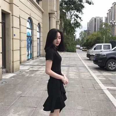 Midi Ruffle Women's Dress Soft Black Female Dresses Harajuku Elegant and Beautiful on Sale Clearance New in Clothing Hot Retro X