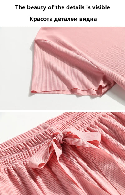 Female Home Clothes 2 Pieces Set Lady Home Suit Summer Women Lounge Wear Autumn Loose Homewear Suit for Women Pajamas Pants Set