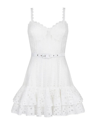 TWOTWINSTYLE Solid Summer Dresses For Women Square Collar Sleeveless High Waist Backless Summer Dress Female Fashion Clothes New