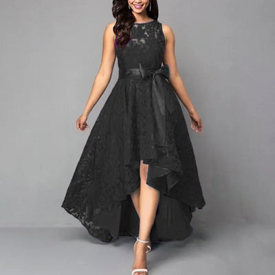 2025 Women's Wedding Bridesmaid Dress Elegant Lace Evening Sweet Party Dress Plus Size Slim High Waist Bow Maxi Dresses Female