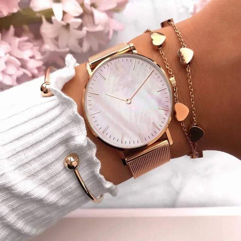 Luxury Brand Watches For Women Fashion Alloy Analog Ladies Quartz Wrist Watches Simple Elegant Women Watch Gifts Montre Femme