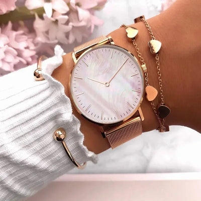 Luxury Brand Watches For Women Fashion Alloy Analog Ladies Quartz Wrist Watches Simple Elegant Women Watch Gifts Montre Femme