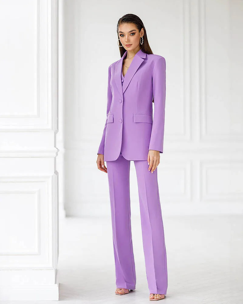 3 Piece Women's Suits Single-Breasted Sets Jacket Leisure Lady Wear Solid Color Pantsuits Business Outfits Customize