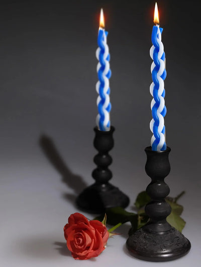 1PACK White and Blue Braided Candle Havdalah Candle Lighting Shabbat Candles Handcrafted Candles Judaica Gift