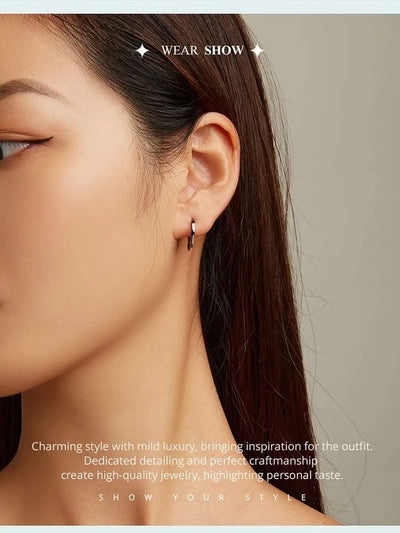 WOSTU Real 925 Sterling Silver Cat Ear Hoop Earrings For Women Lovely Pink Cute Pet Paw Studs Clips Girl Unique Jewelry Gift