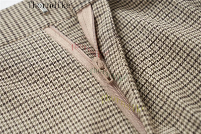 Thorndike Hot Sell Khaki Plaid Custom Made Classic Groom Tuxedo Groomsmen Best Man Suit Wedding Men's Blazer+Vest+Pants Costume