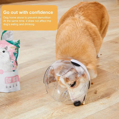 Pet Hood for Dogs Cats Anti-bite Pet Helmet Adjustable Breathable Cat Muzzle Helmet for Pet Comfort Anti-bite Transparent Dog