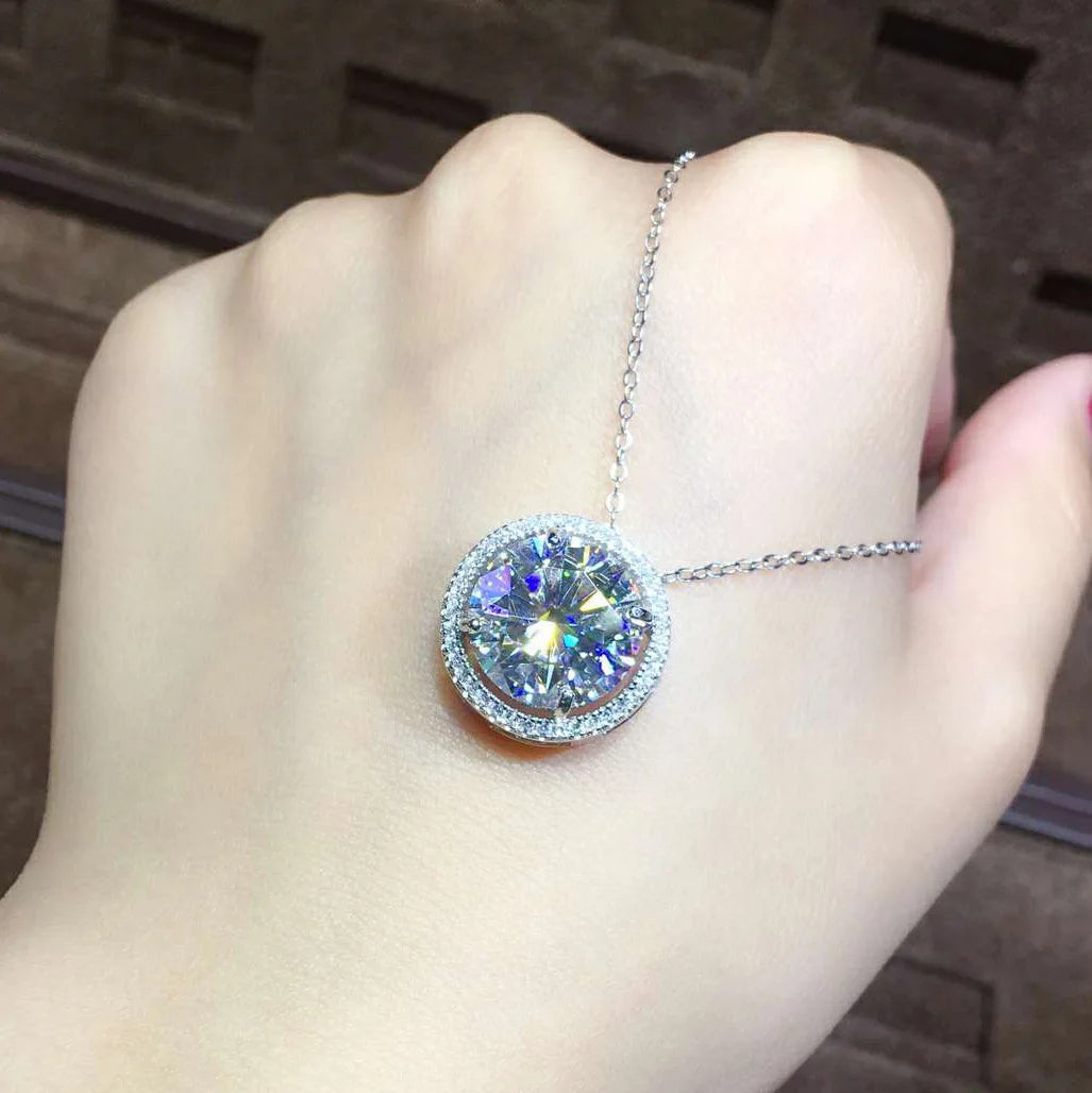 2ct Lab Diamond Solitaire Pendant Necklace 925 Sterling Silver Choker Statement Necklace Women Silver 925 Jewelry With Box Chain