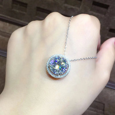 2ct Lab Diamond Solitaire Pendant Necklace 925 Sterling Silver Choker Statement Necklace Women Silver 925 Jewelry With Box Chain