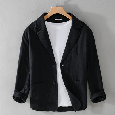 men's Blazers Linen and Cotton Casual men clothing fashion 2024 Spring Autumn Solid Tops for Young men loose Suit Coat
